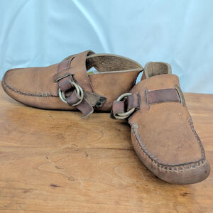 Vintage Handmade Leather Ring Strap Moccasins